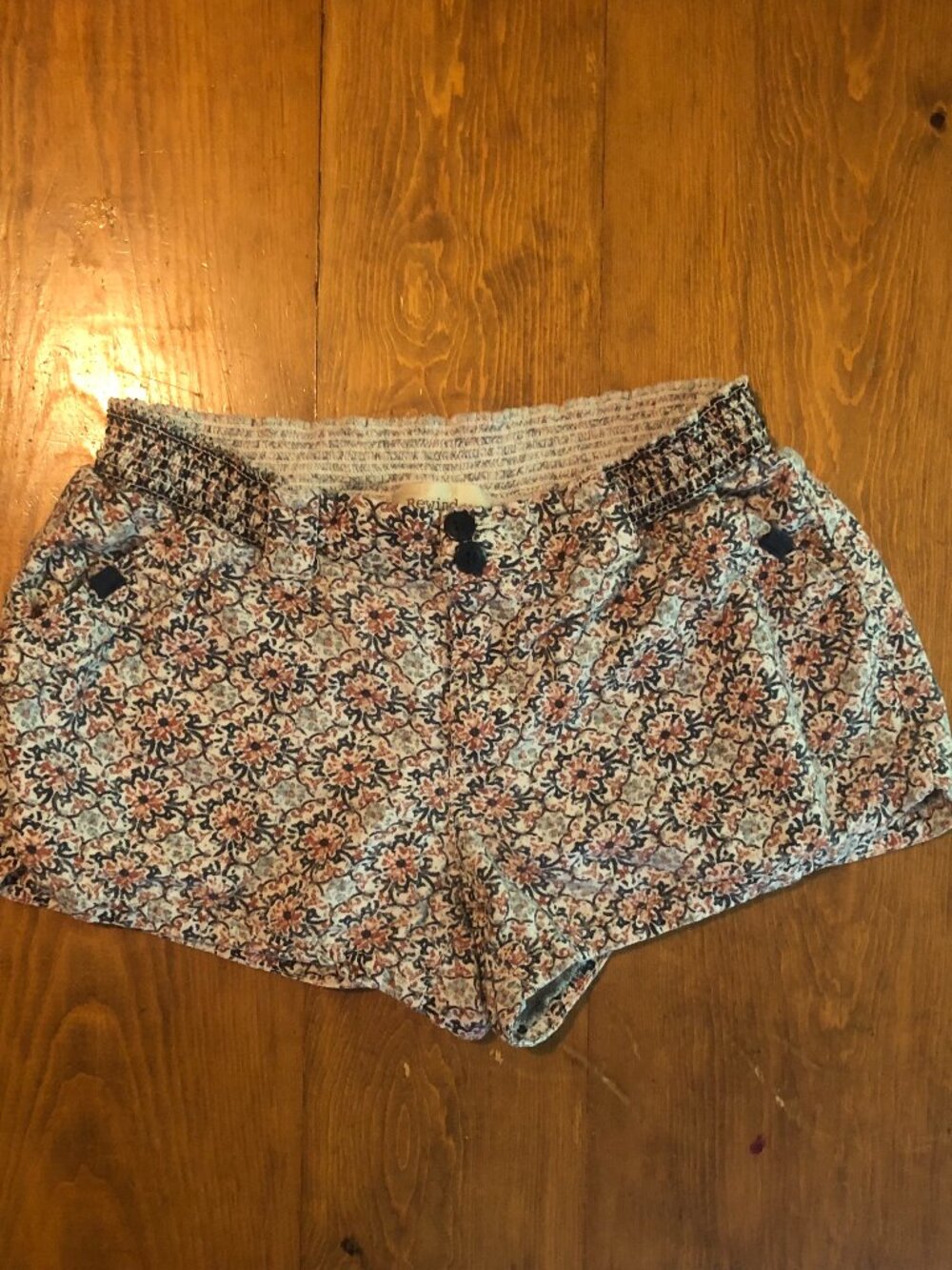 Floral Women Medium High Waisted Smocked Elastic Waist Boho Summer Shorts